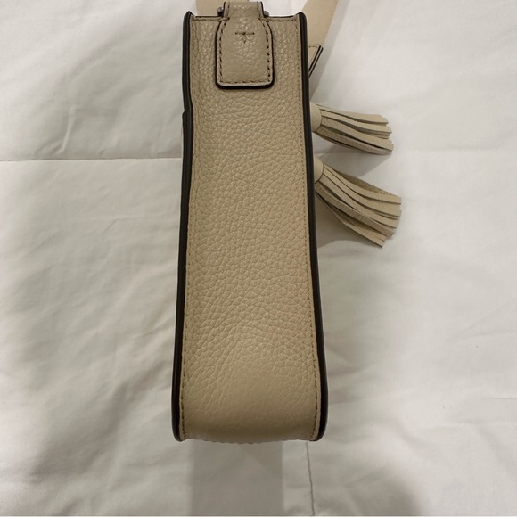 Tory Burch Thea Mini Web Shoulder Bag Cream Crossbody pebbled Leather. Designer - Picture 8 of 13